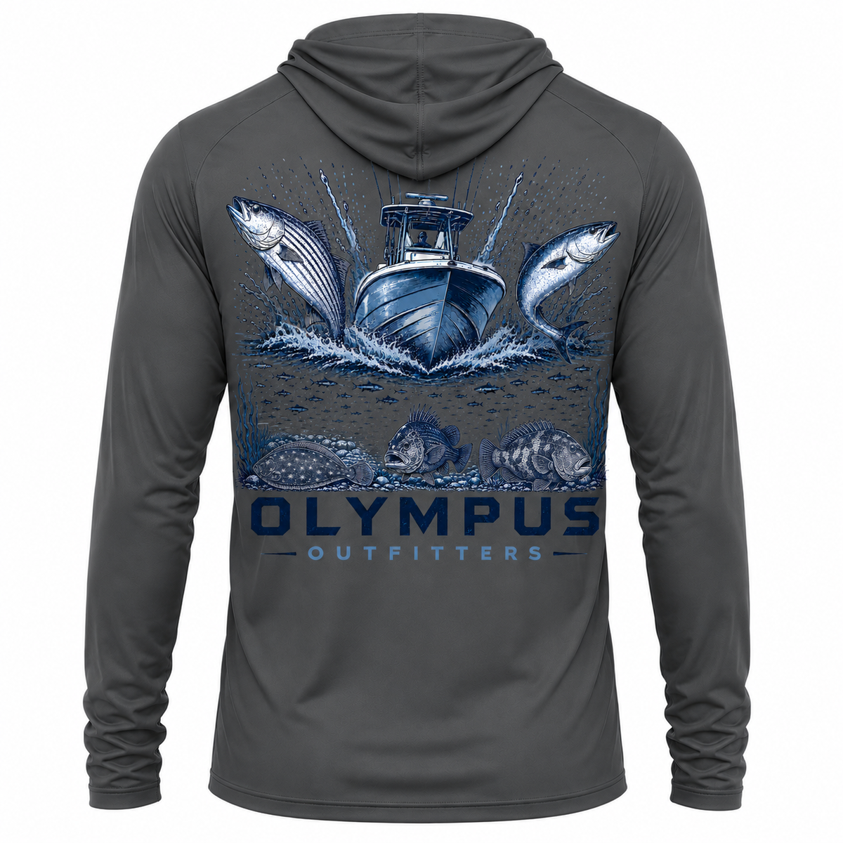 Boat and Fish Hooded Fishing Shirt