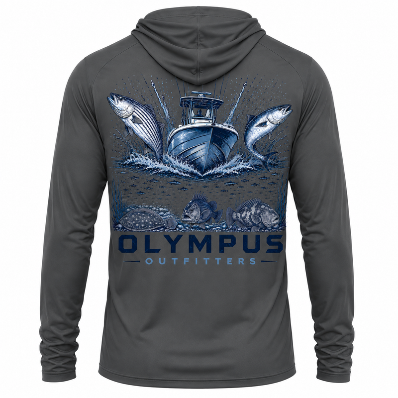 Boat and Fish Hooded Fishing Shirt