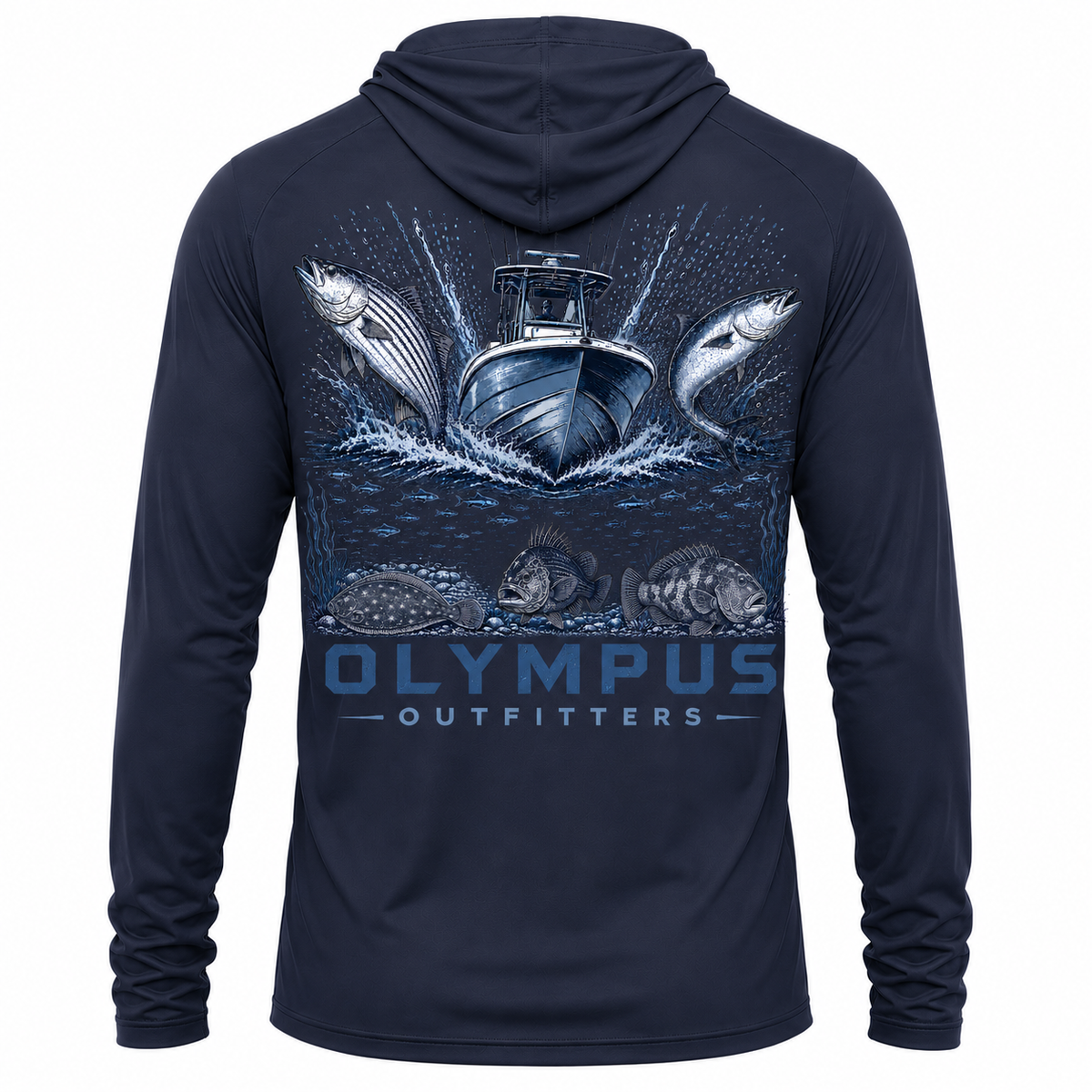 Boat and Fish Hooded Fishing Shirt