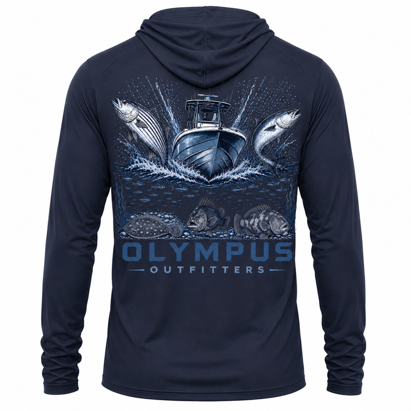 Boat and Fish Hooded Fishing Shirt