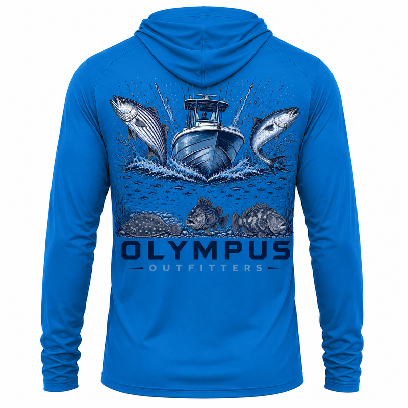 Boat and Fish Hooded Fishing Shirt